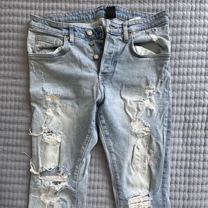 Trendy Distressed Light Blue Skinny Jeans